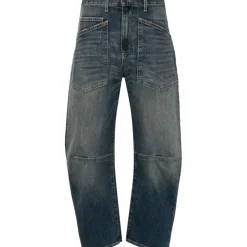 Cerulean Blue Gewaschene Denim Jeans