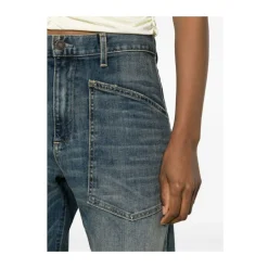Cerulean Blue Gewaschene Denim Jeans