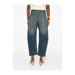 Cerulean Blue Gewaschene Denim Jeans