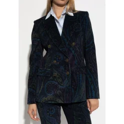 Cord-Blazer mit dekorativem Muster