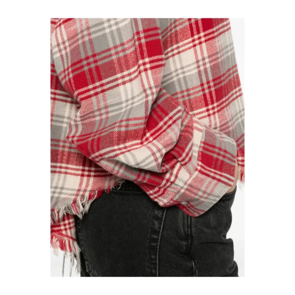 Cropped Shirt mit Fransen in Karomuster