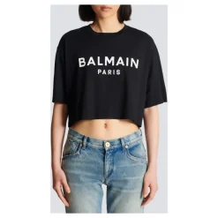 Cropped T-Shirt mit Logo-Print