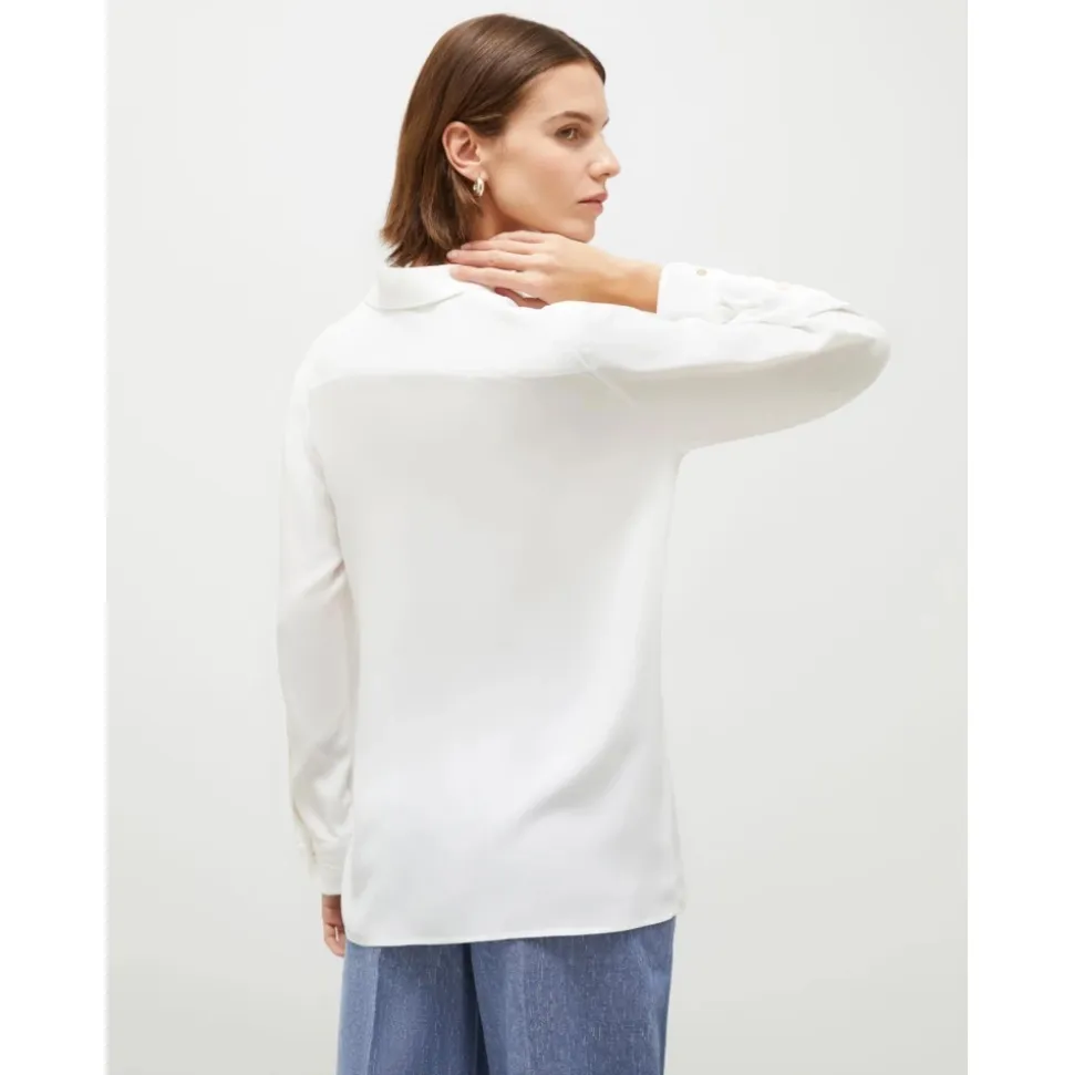 Crêpe-Bluse mit floralem Gürtel