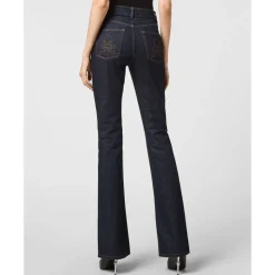 Denim High Wasted Flare Skull