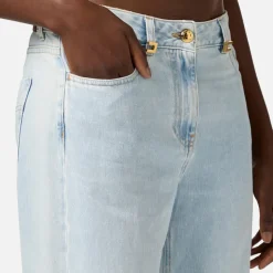 Denim Palazzo Hose mit Schmuckdetails