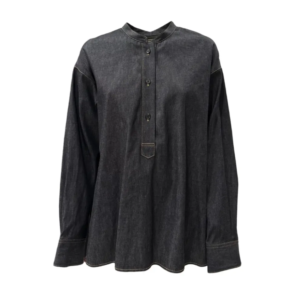 Denim-Bluse mit 3 Knöpfen