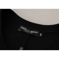 Dolce & Gabbana Black Logo Motive Crewneck Cotton T-shirt