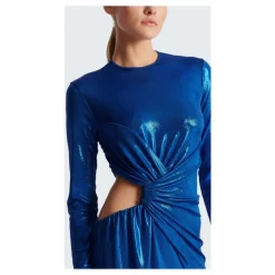 Draped Jersey Lamé Kleid