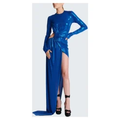 Draped Jersey Lamé Kleid
