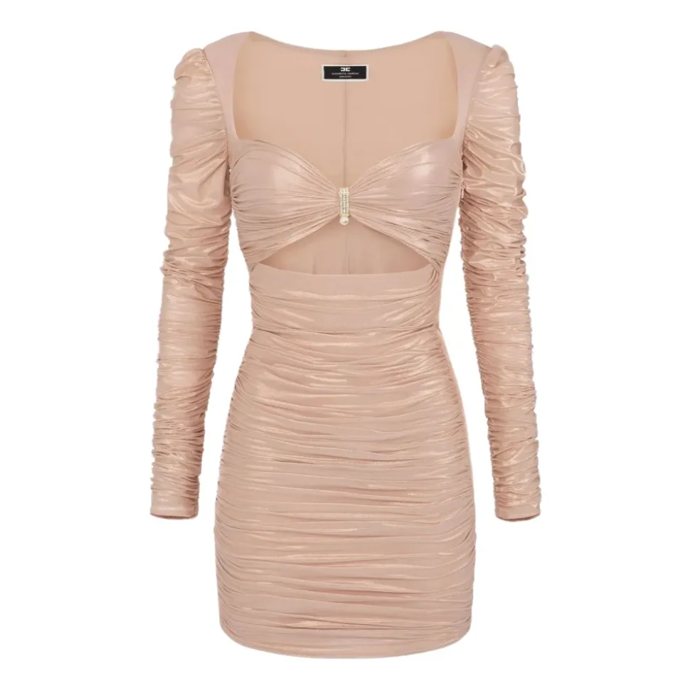 Drapiertes Mini-Kleid aus laminiertem Jersey
