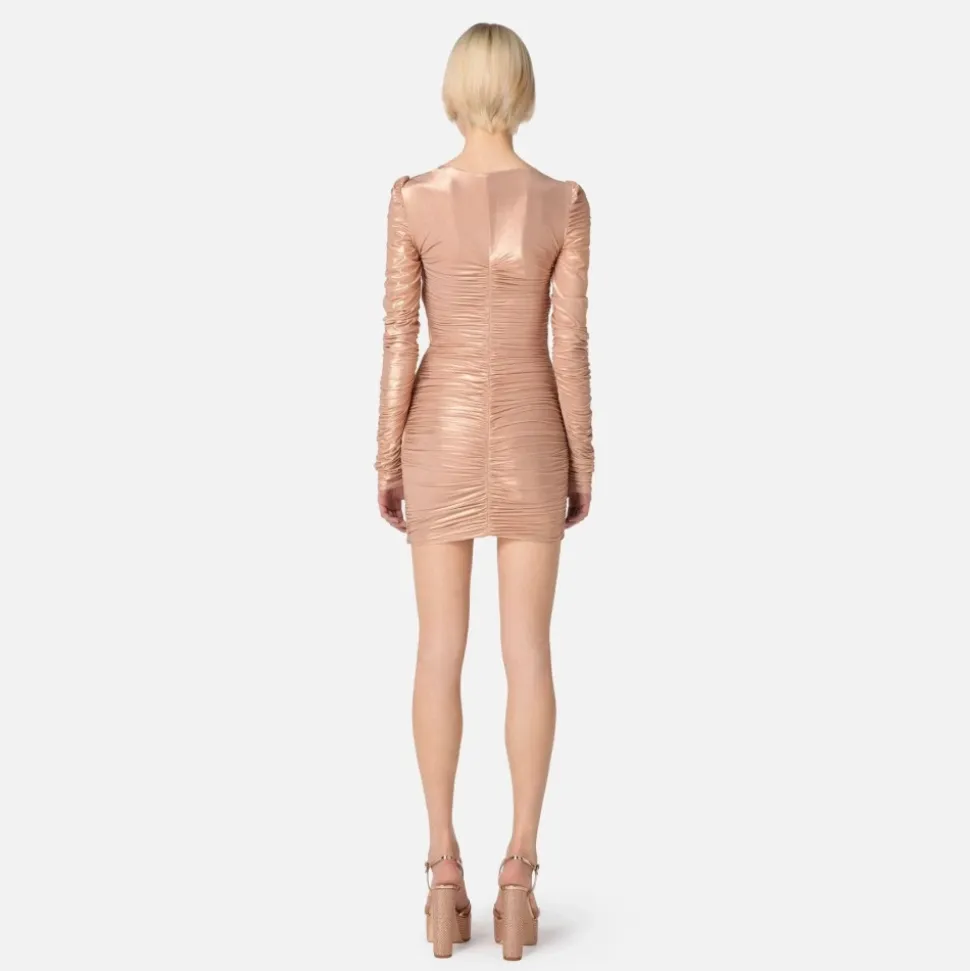 Drapiertes Mini-Kleid aus laminiertem Jersey