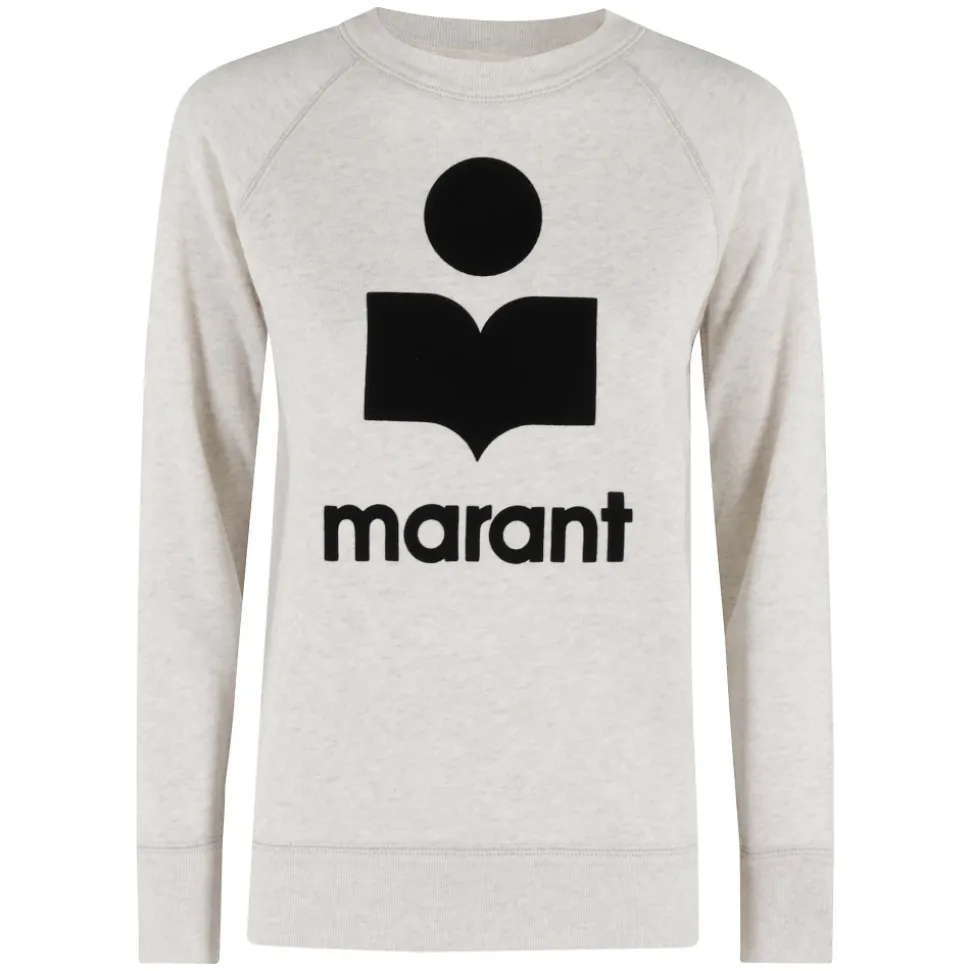 Ecru Sweatshirt mit Samtlogo
