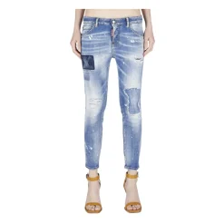 Edgy Paint-Spot Slim-Fit Jeans