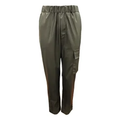 Elastische Taille Lederlook Hose