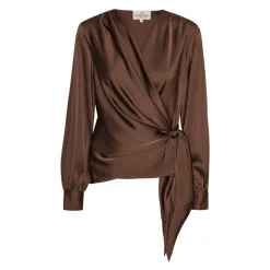 Elegante Braune Bluse mit Asymmetrischem Schnitt