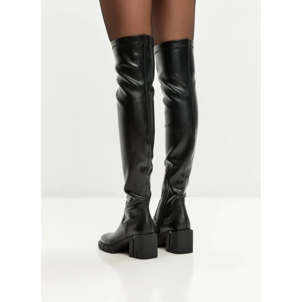 Elegante Rise Overknee-Stiefel aus Leder