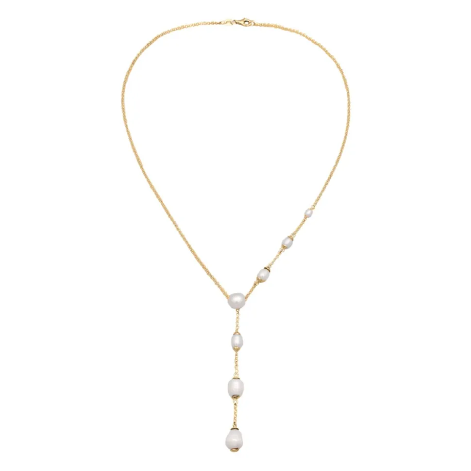 Elegante Y-Halskette mit Süßwasserperlen