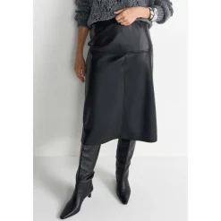 Fake Leather Midi Skirt