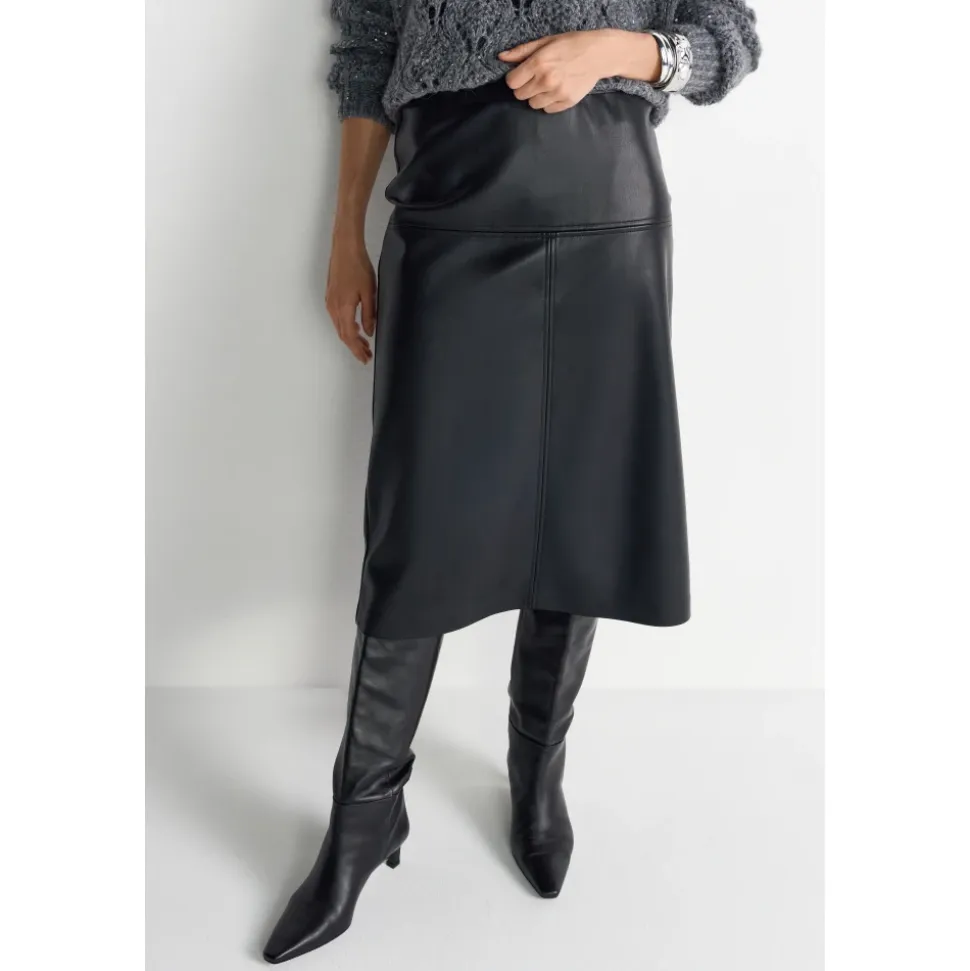 Fake Leather Midi Skirt