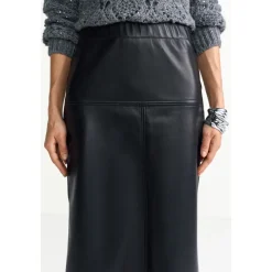 Fake Leather Midi Skirt