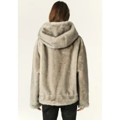 Faux Fur Hooded Zip Jacket