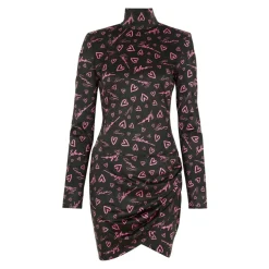 Figurbetontes Kleid mit Crush-Print
