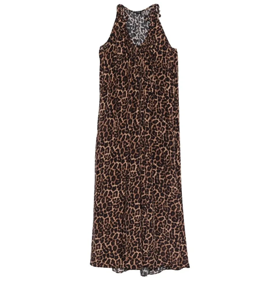 Gathered Scoop-Neck Midi Dress