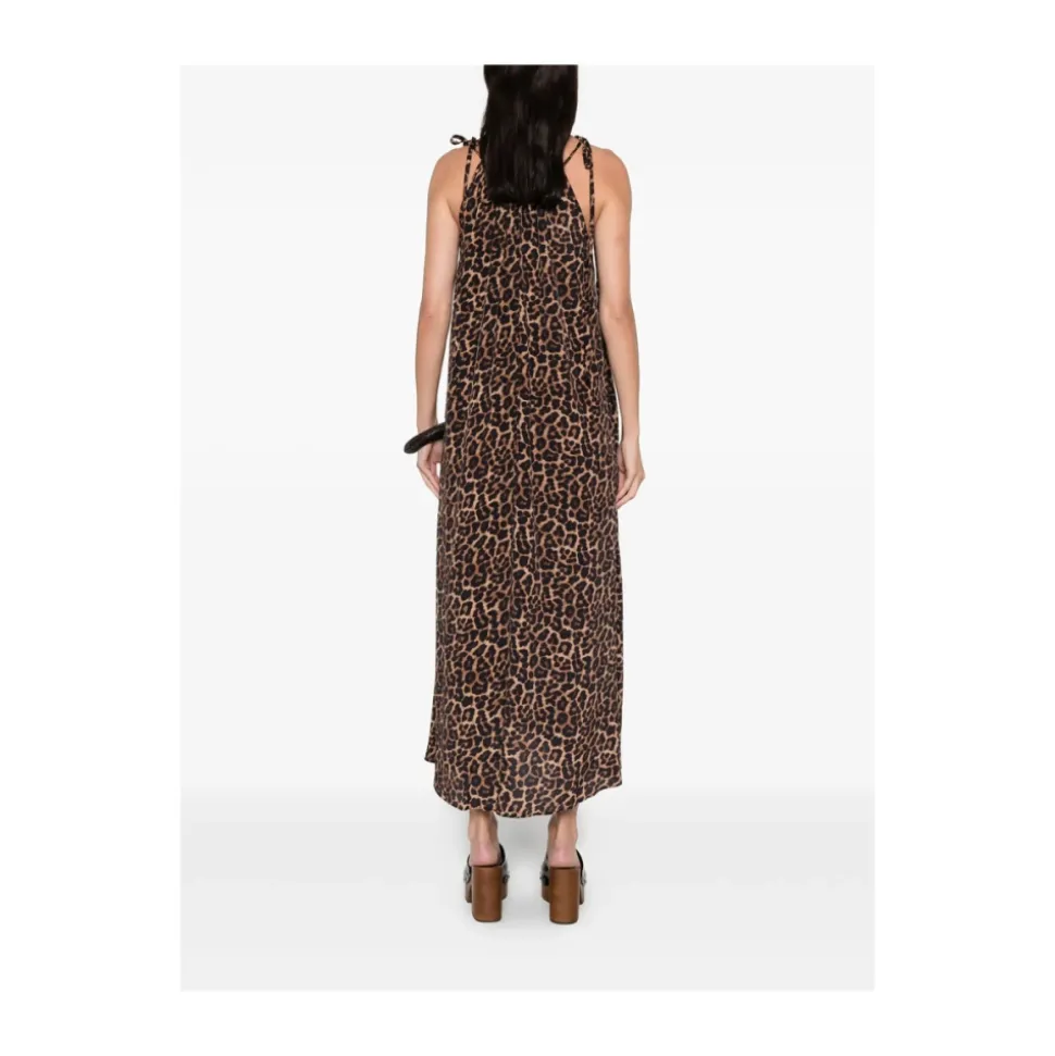 Gathered Scoop-Neck Midi Dress