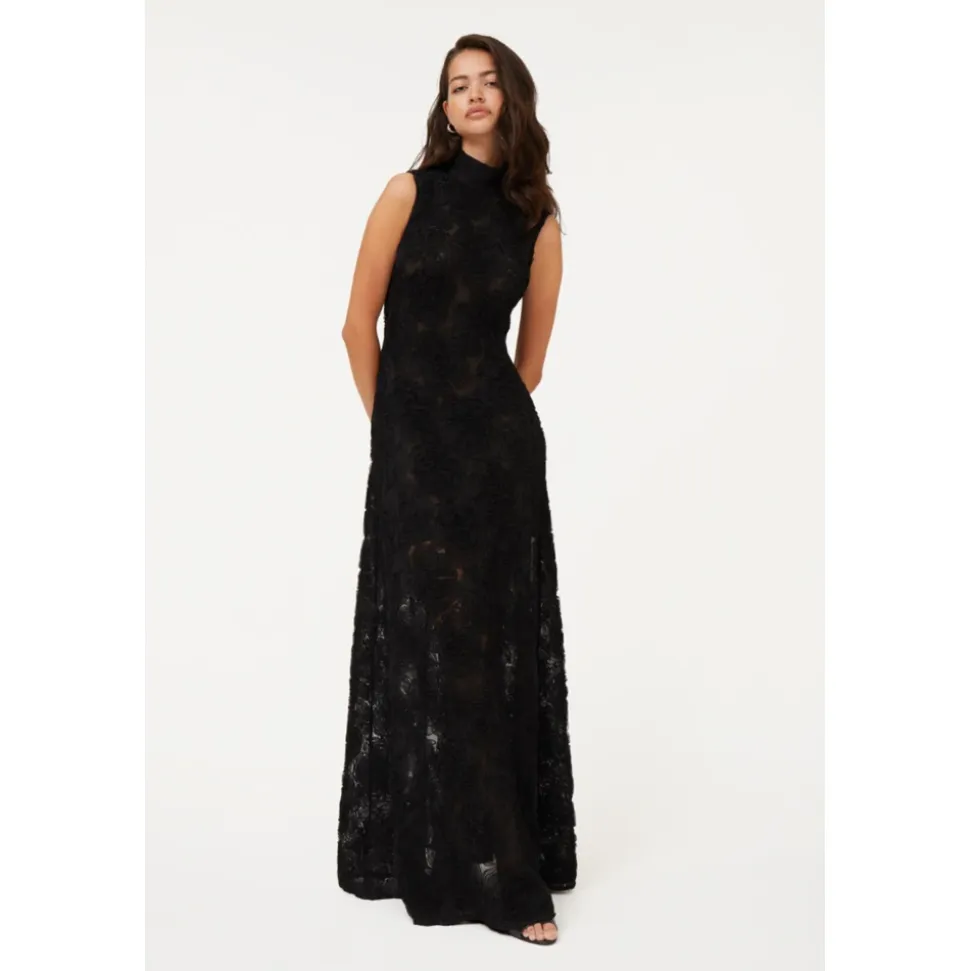 Geblümtes Mesh-Maxikleid