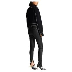 Geknöpfte, kontrastierende Western-Crêpe-Jacke