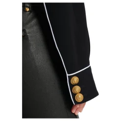 Geknöpfte, kontrastierende Western-Crêpe-Jacke
