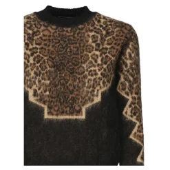 Gerippter Crew Neck Pullover in Schwarz