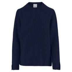 Gerippter Woll-Kaschmir-Pullover Marine