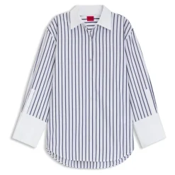 Gestreifte Bluse mit Kontrastmanschetten