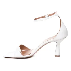 Glamour Weiße Sandalen Dünne Knöchelschnalle