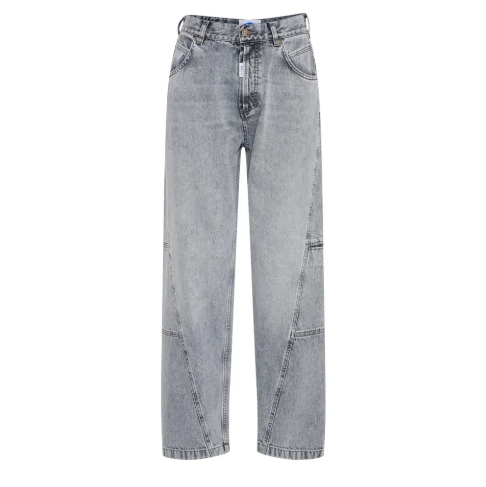Graue Denim Curved Jeans mit Smarten Details