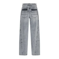 Graue Denim Curved Jeans mit Smarten Details