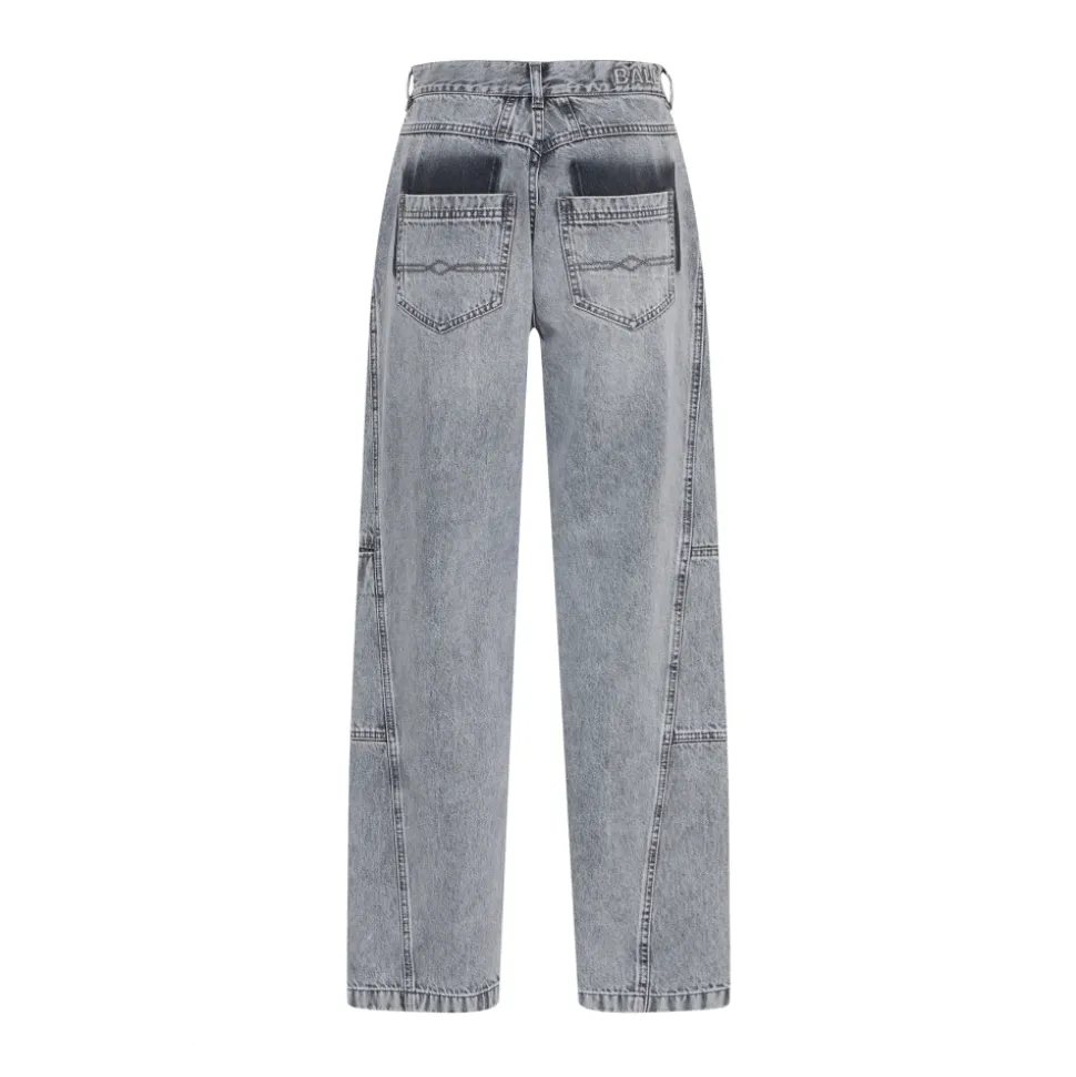 Graue Denim Curved Jeans mit Smarten Details