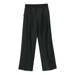 Graue Plissee-Hose mit schwarzen Nähten