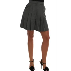 Graue Woll-High-Waist-Mini-Shorts