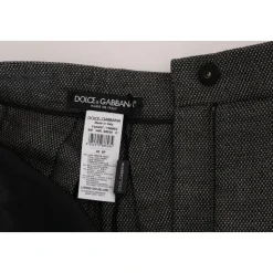 Graue Woll-High-Waist-Mini-Shorts