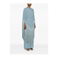 Grün Aqua Cape Ärmel Fransen Kleid