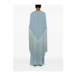 Grün Aqua Cape Ärmel Fransen Kleid