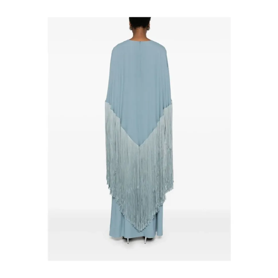 Grün Aqua Cape Ärmel Fransen Kleid
