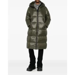 Grüne Klassische Kapuzen Pufferjacke