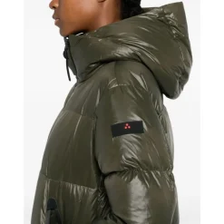 Grüne Klassische Kapuzen Pufferjacke