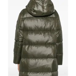 Grüne Klassische Kapuzen Pufferjacke
