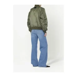 Grüne Satin-Bomberjacke