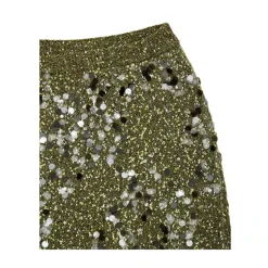 Grüner Paillettenstrickrock