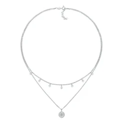 Halskette Layer Plättchen Disc Sonne 925 Silber